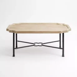 Kirklands Home Coffee Tables|Scalloped Wood and Metal Coffee Table Black