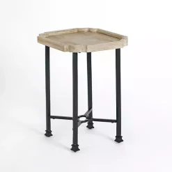 Kirklands Home Accent & End Tables|Scalloped Wood and Metal Accent Table