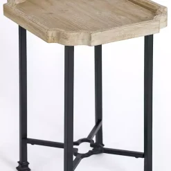 Kirklands Home Accent & End Tables|Scalloped Wood and Metal Accent Table