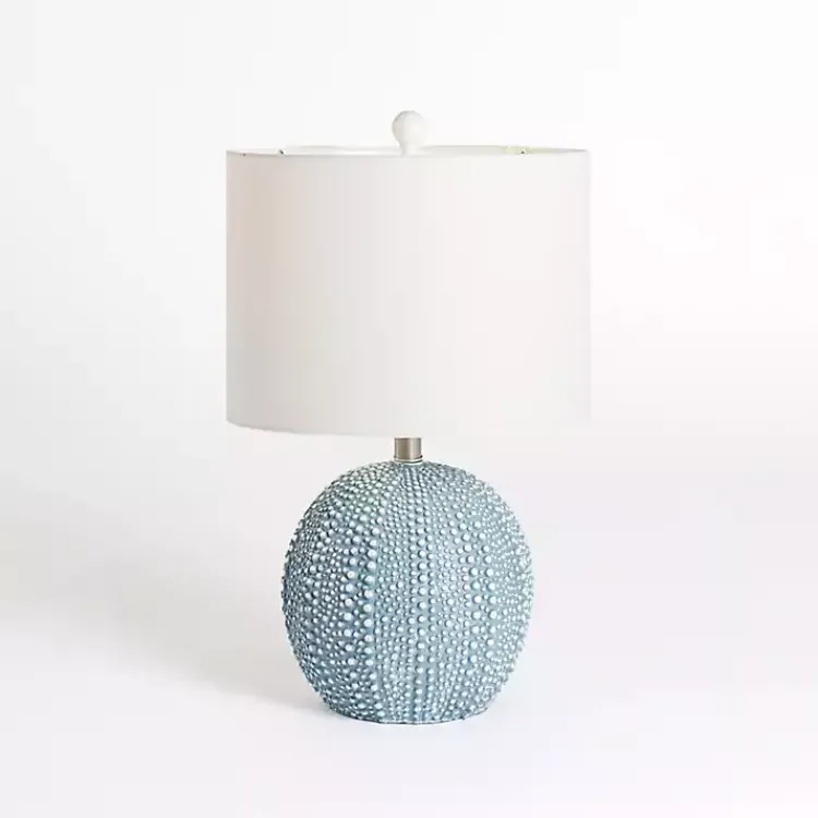 Kirklands Home Table Lamps|Sea Blue Round Textured Table Lamp White