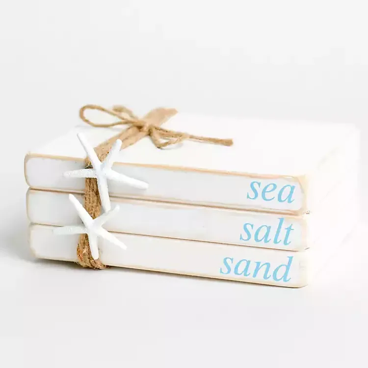Best Sea Salt Sand Wooden Book Stack Statues & Figurines