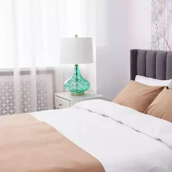 Kirklands Home Table Lamps|Seafoam Dimpled Glass Teardrop Table Lamp Blue