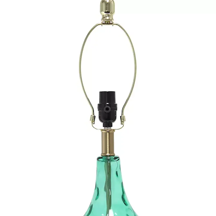 Kirklands Home Table Lamps|Seafoam Dimpled Glass Teardrop Table Lamp Blue