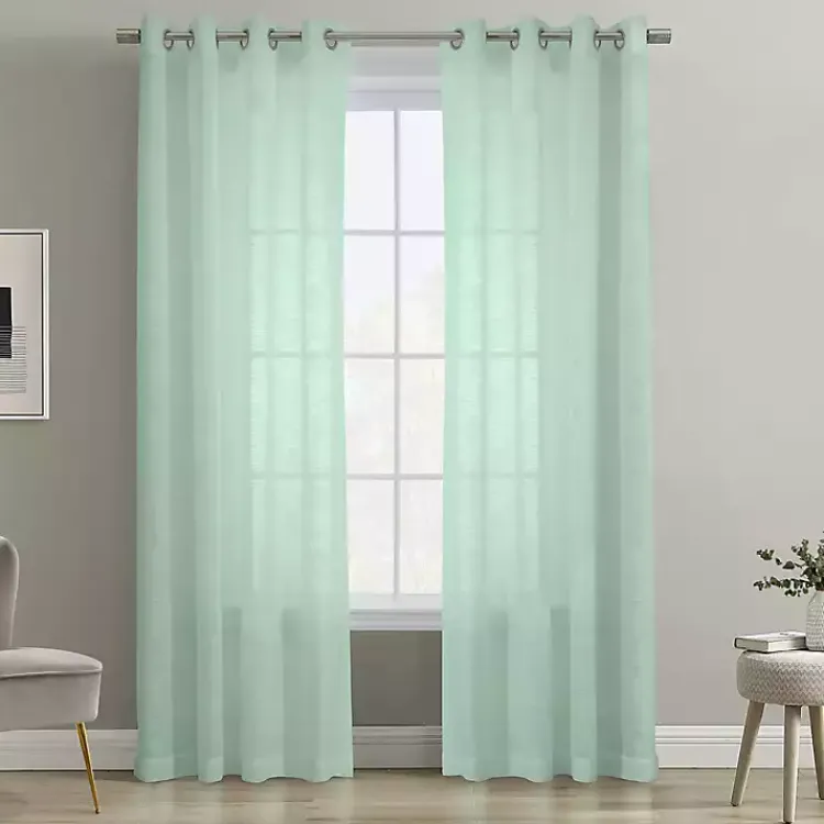 Kirklands Home Curtains & Drapes|Seafoam Boucle Sheer Curtain Panel, 95 in. Green