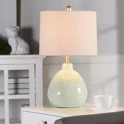 Kirklands Home Table Lamps|Seafoam Mint Green Ceramic Table Lamp Tan