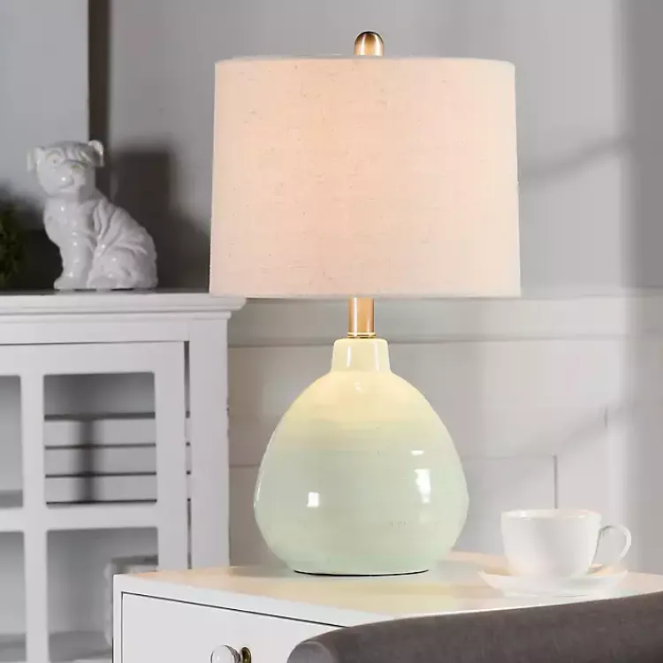 Kirklands Home Table Lamps|Seafoam Mint Green Ceramic Table Lamp Tan