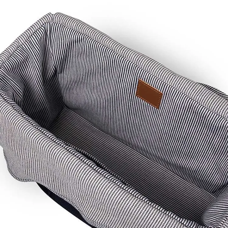 Kirklands Home Serving & Entertaining|Seagrass Navy Tie Top Picnic Basket