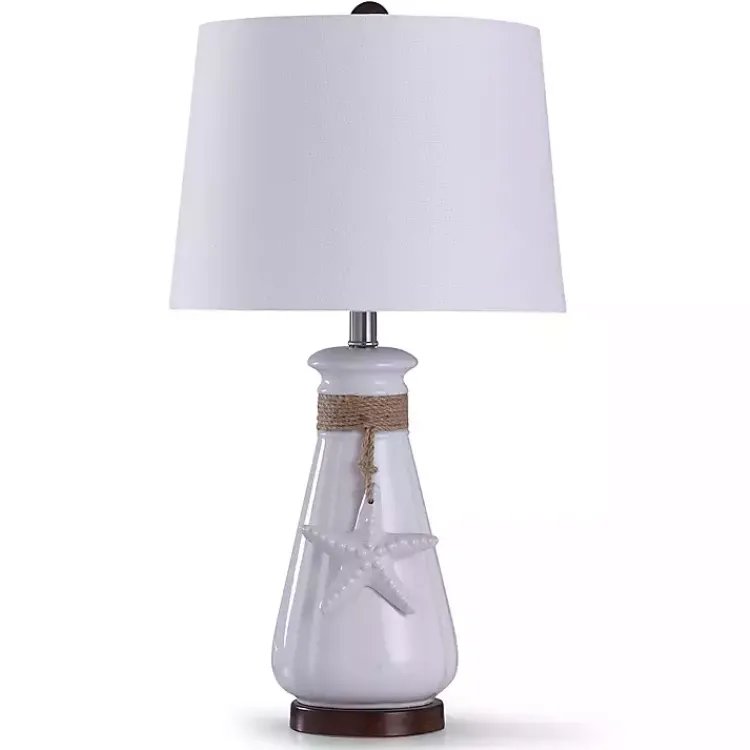 Kirklands Home Table Lamps|Seaside Rope Tie Table Lamp White