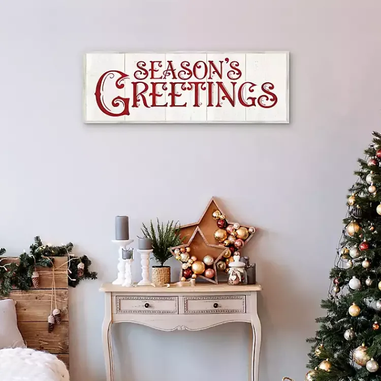 Best Season's Greetings Rustic Framed Canvas Art Print Christmas Art & Wall Decor