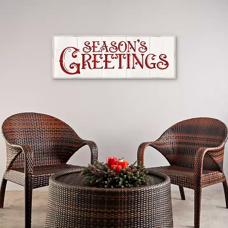Best Season's Greetings Rustic Framed Canvas Art Print Christmas Art & Wall Decor