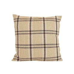 Sale Sepia Woven Plaid Throw Pillow Pillows