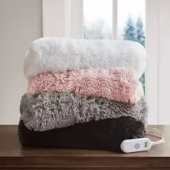New Serta Shaggy Faux Fur Heated Throw Blankets & Throws