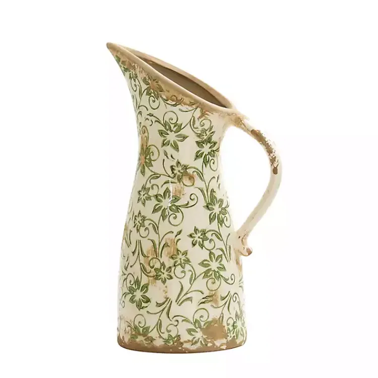 Online Shabby Chic Floral Scroll Pitcher Vase Vases