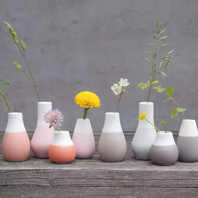 New Shades of Two-Toned Mini Vases, Set of 4 Vases