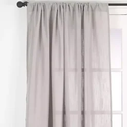 Kirklands Home Curtains & Drapes|Sheer Dark Linen Curtain Panel, 108 in. Gray