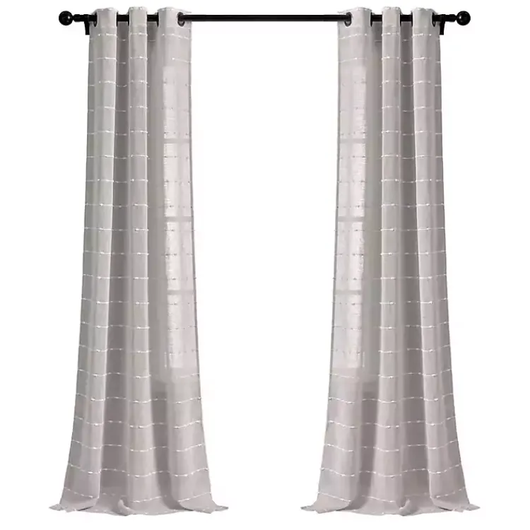 Kirklands Home Curtains & Drapes|Sheer Textured Curtain Panel Set, 84 in. Gray