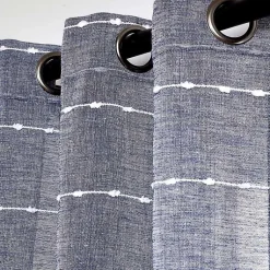 Kirklands Home Curtains & Drapes|Sheer Navy Striped Curtain Panel Set, 95 in. Blue