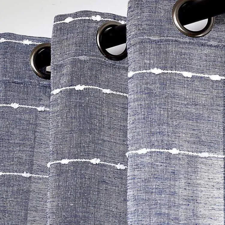 Kirklands Home Curtains & Drapes|Sheer Navy Striped Curtain Panel Set, 95 in. Blue