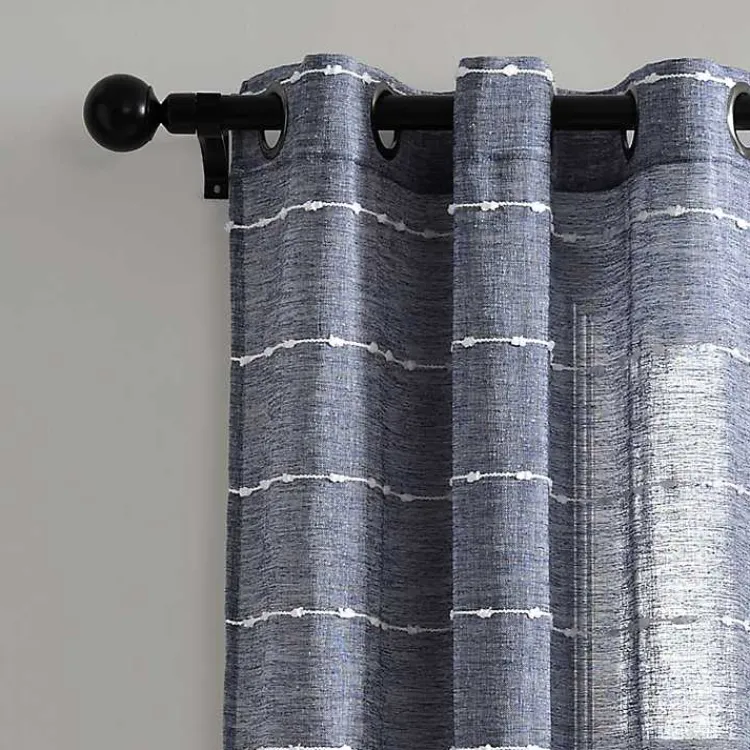 Kirklands Home Curtains & Drapes|Sheer Navy Textured Curtain Panel Set, 84 in. Blue