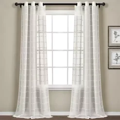 Kirklands Home Curtains & Drapes|Sheer Textured Curtain Panel Set, 84 in White