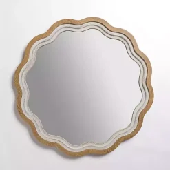 Kirklands Home Decorative Mirrors|Shelby Natural Wood Scalloped Wall Mirror