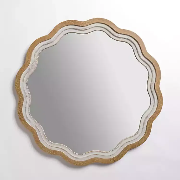 Kirklands Home Decorative Mirrors|Shelby Natural Wood Scalloped Wall Mirror