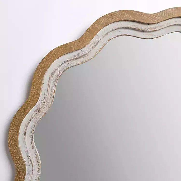 Kirklands Home Decorative Mirrors|Shelby Natural Wood Scalloped Wall Mirror
