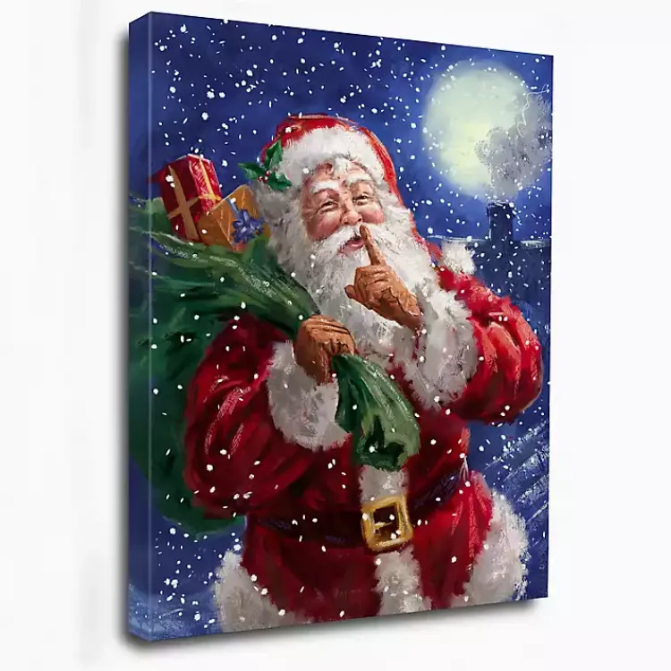 New Shh Santa and the Moon Canvas Art Print Christmas Art & Wall Decor
