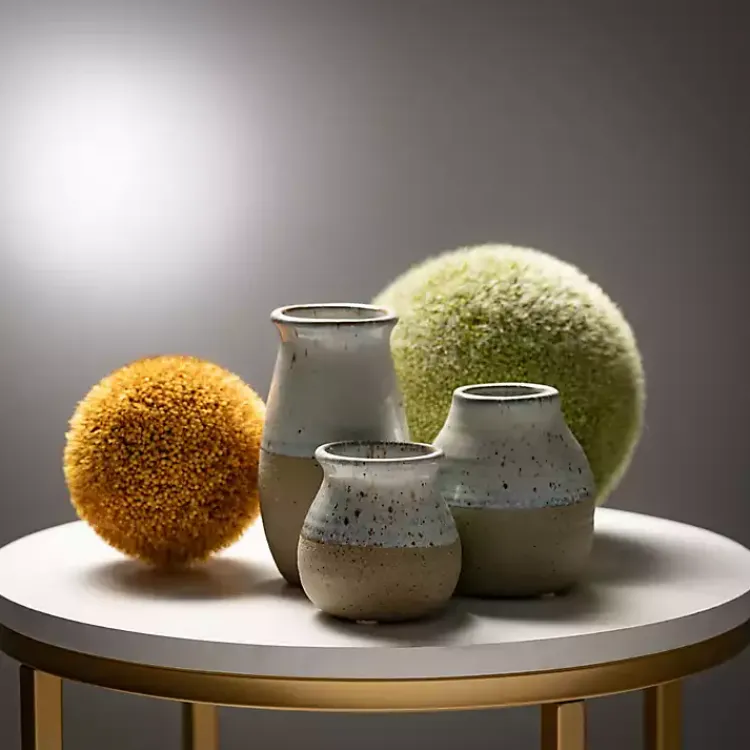 Outlet Short Terracotta Two-Tone Speckled Vases, Set of 3 Vases