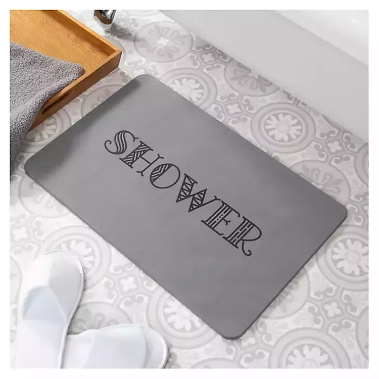 Kirklands Home Bathroom Rugs|Shower Stone Bath Mat Gray