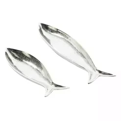 Outlet Aluminum Metallic Fish Trays, Set of 2 Decorative Trays