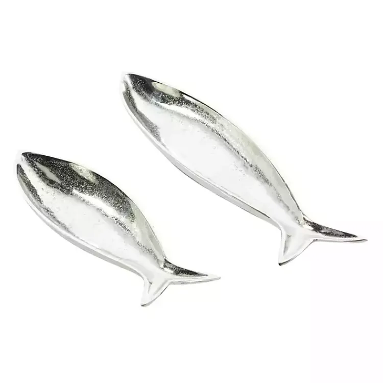 Outlet Aluminum Metallic Fish Trays, Set of 2 Decorative Trays