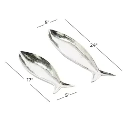Outlet Aluminum Metallic Fish Trays, Set of 2 Decorative Trays
