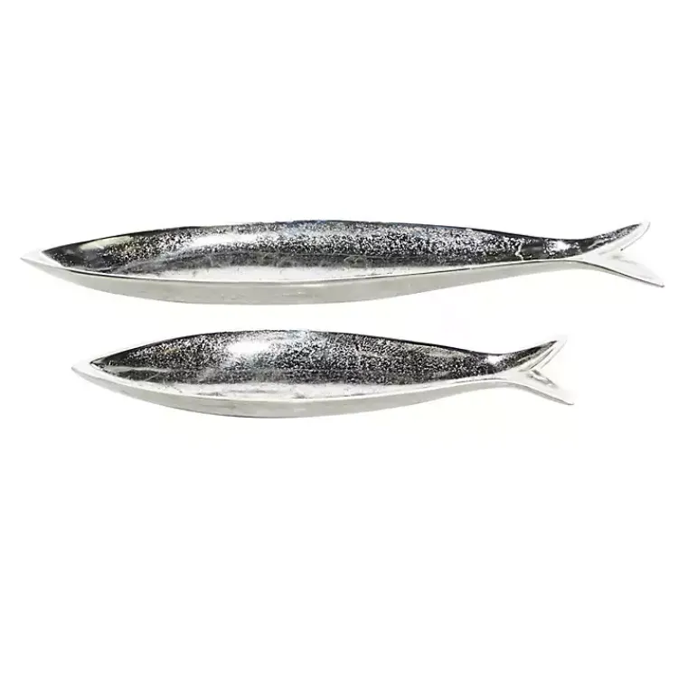 Outlet Aluminum Metallic Fish Trays, Set of 2 Decorative Trays