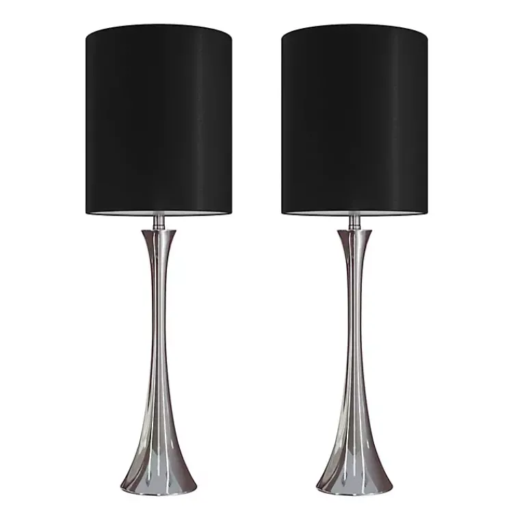 Kirklands Home Table Lamps|Silver and Tapered Table Lamps, Set of 2 Black