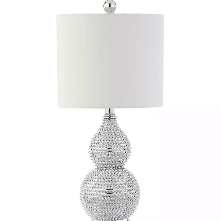 Kirklands Home Table Lamps|Silver and Chrome Textured Table Lamp White
