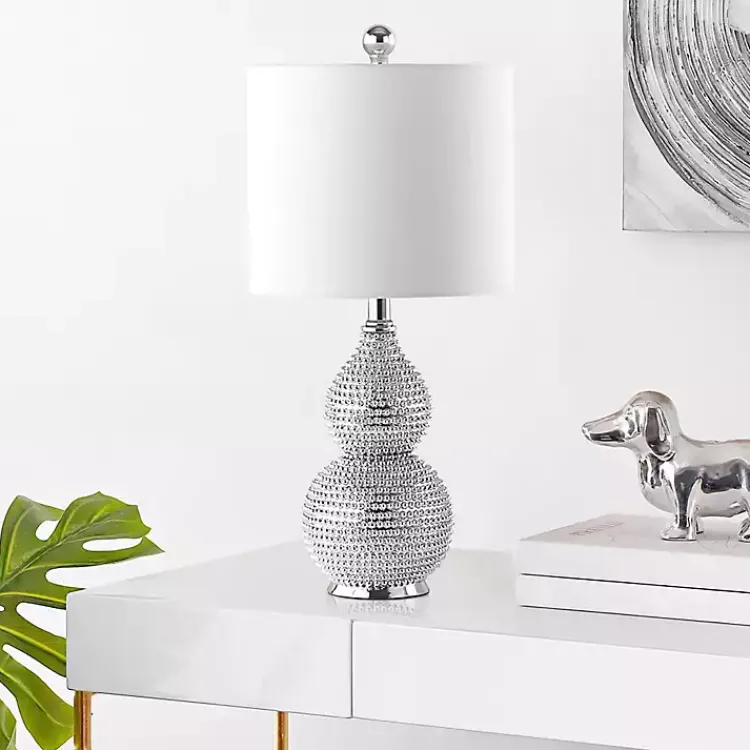 Kirklands Home Table Lamps|Silver and Chrome Textured Table Lamp White