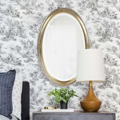 Kirklands Home Decorative Mirrors|Silver and Gold Carlton Oval Wall Mirror