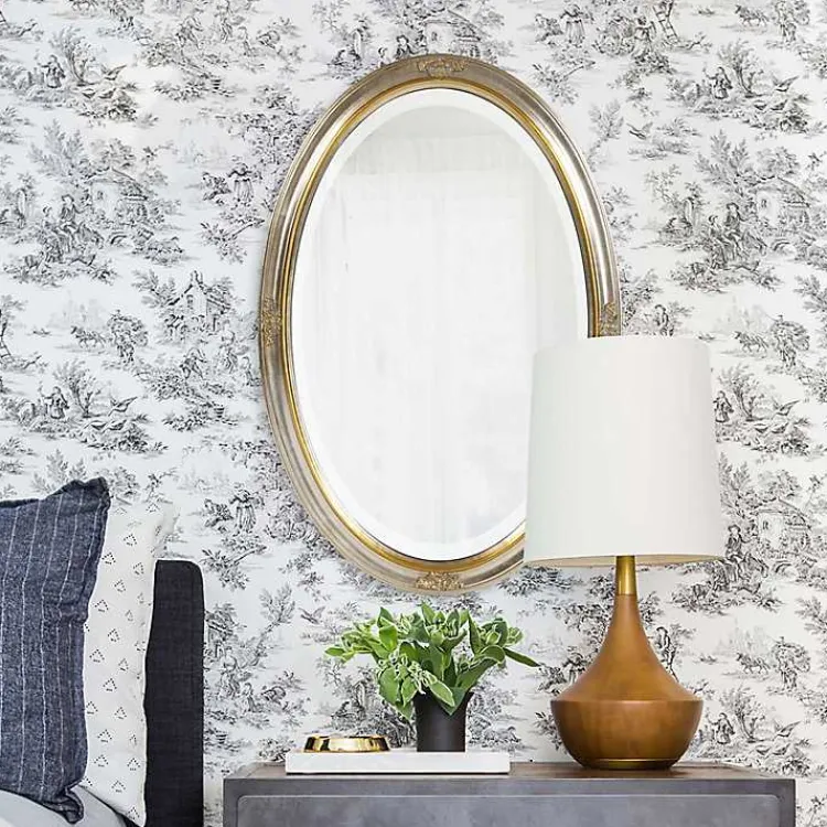 Kirklands Home Decorative Mirrors|Silver and Gold Carlton Oval Wall Mirror