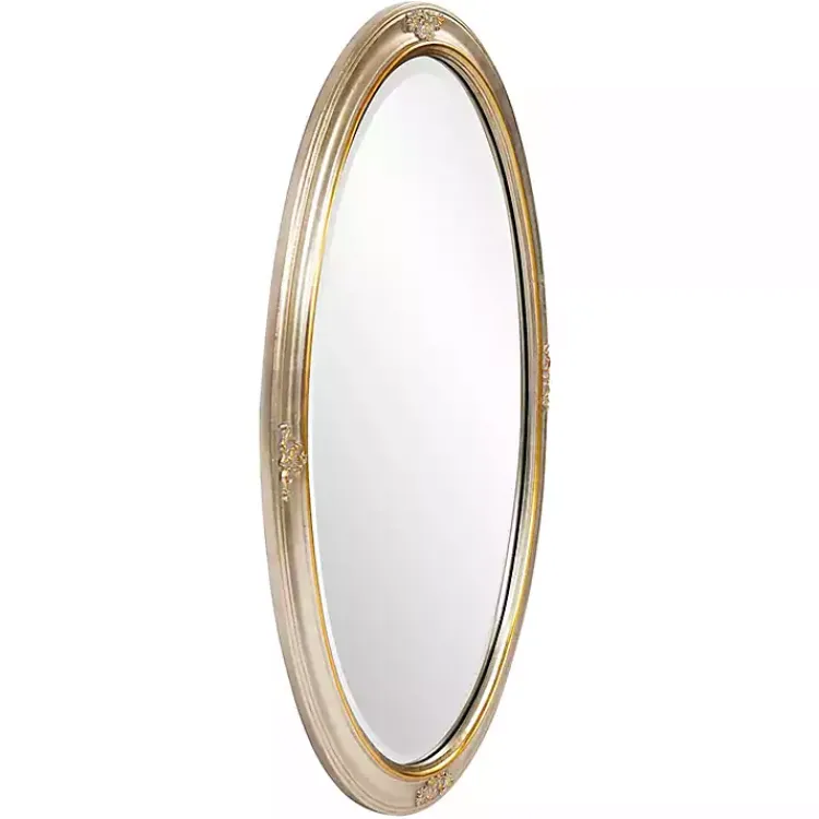 Kirklands Home Decorative Mirrors|Silver and Gold Carlton Oval Wall Mirror