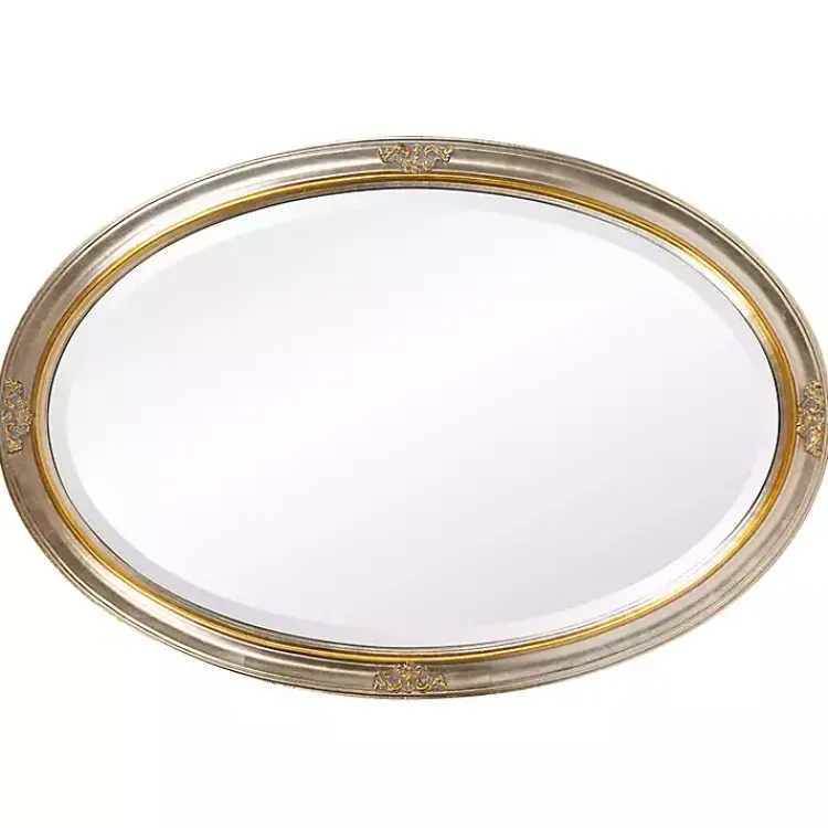 Kirklands Home Decorative Mirrors|Silver and Gold Carlton Oval Wall Mirror