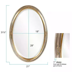 Kirklands Home Decorative Mirrors|Silver and Gold Carlton Oval Wall Mirror