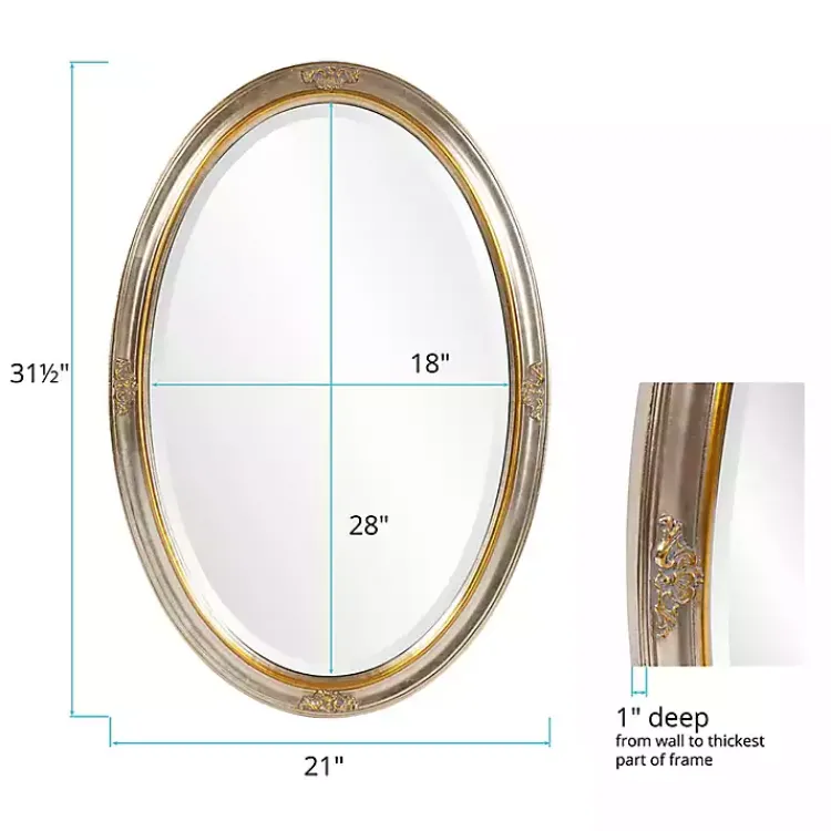 Kirklands Home Decorative Mirrors|Silver and Gold Carlton Oval Wall Mirror