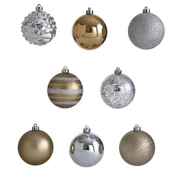 Online Silver and Gold Shatterproof Ornaments, Set of 64 Christmas Ornaments