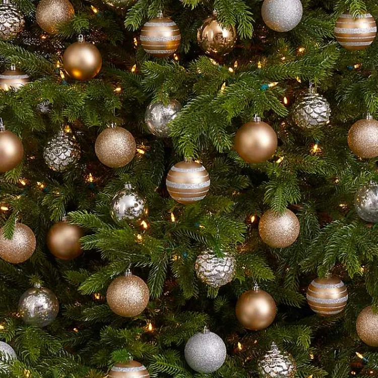 Online Silver and Gold Shatterproof Ornaments, Set of 64 Christmas Ornaments