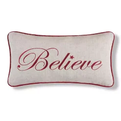 New Silver and Red Believe Lumbar Pillow Christmas Pillows