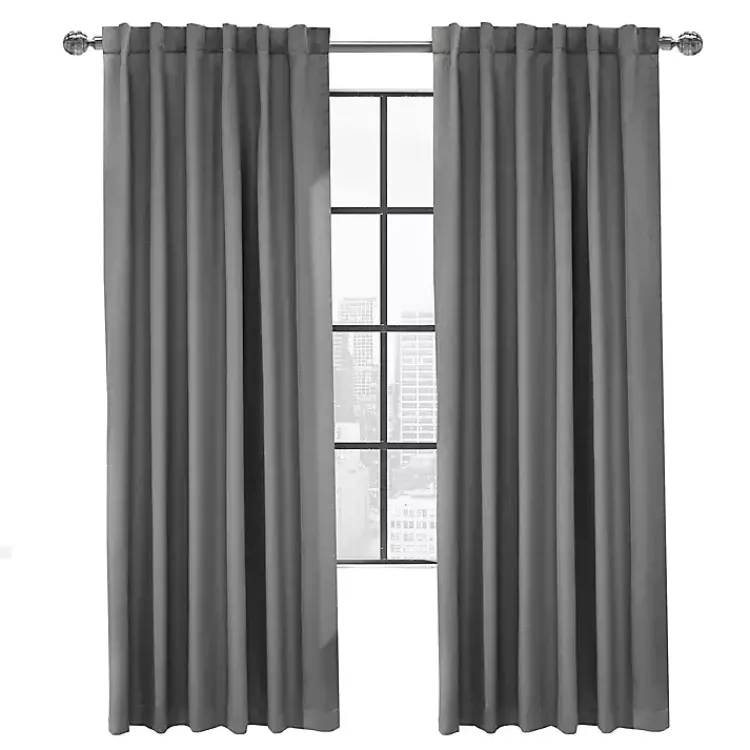 Kirklands Home Curtains & Drapes|Silver Baxter Blackout Curtain Panel, 95 in. Gray