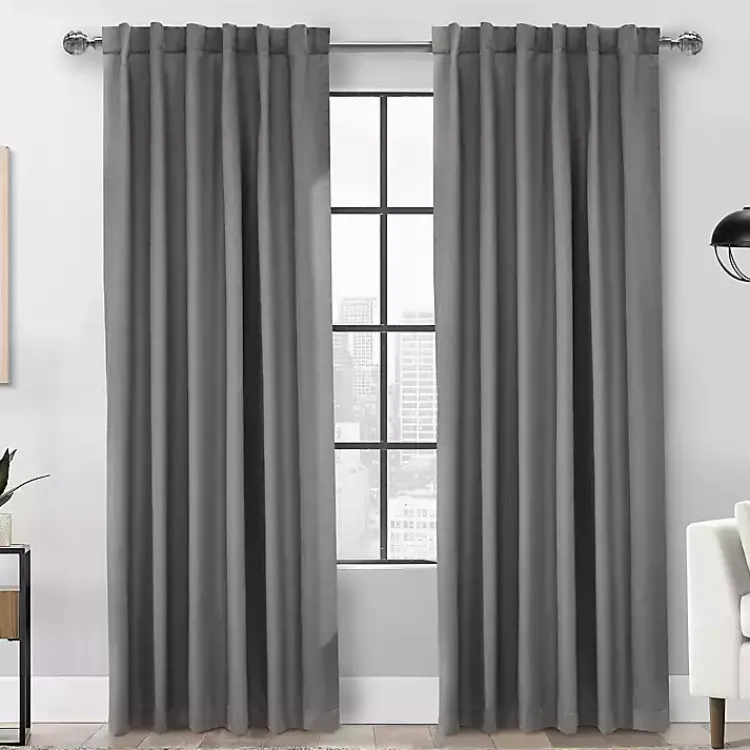Kirklands Home Curtains & Drapes|Silver Baxter Blackout Curtain Panel, 95 in. Gray