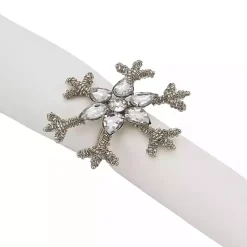 Kirklands Home Table Linens|Beaded Snowflake Napkin Rings, Set of 4 Silver