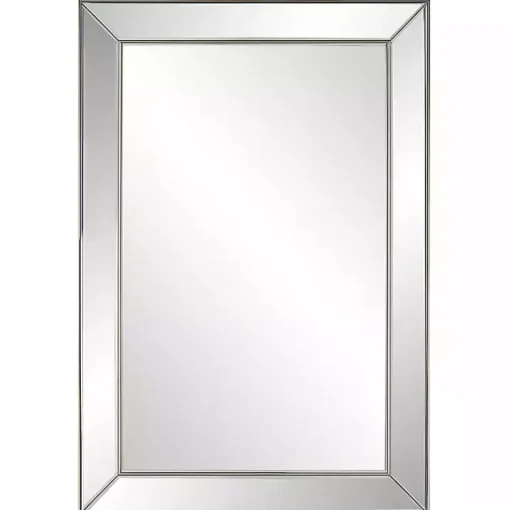 Kirklands Home Decorative Mirrors|Bevel Rectangle Wall Mirror Silver
